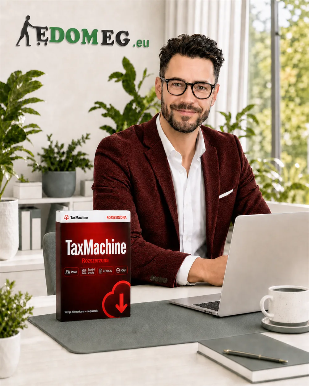 Opakowanie programu księgowego TaxMachine Rozszerzona, wersja elektroniczna do pobrania
